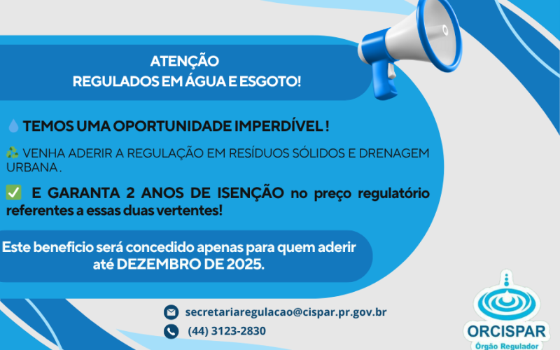 Comunicado - Adesão a Regulação em Resíduos Sólidos e Drenagem Urbana. 