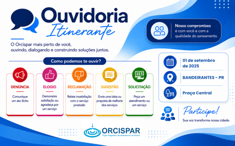 Ouvidoria Itinerante do Orcispar estará em Bandeirantes - PR