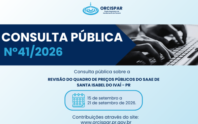Consulta Publica n°41/2026 - Revisão do Quadro de Preços Públicos do SAAE de Santa Isabel do Ivaí - PR
