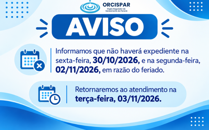 Aviso de Recesso – Feriados (30/10 e 02/11/2026)