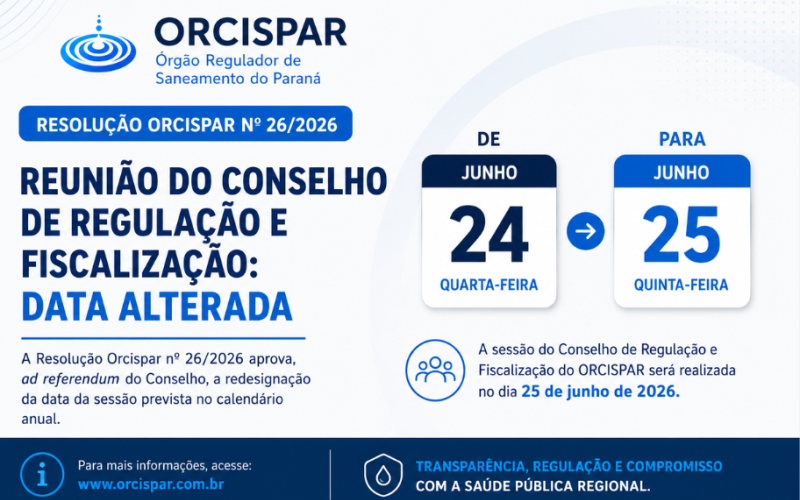 Alteração da data da 36° reunião do Conselho de Regulação e Fiscalização